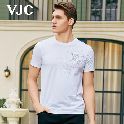VJC 2024夏季新款短袖T恤男装千鸟格半袖男士休闲上衣 B23BA1041