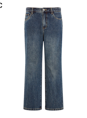 VJC/威杰思2025秋季新款男装水洗磨白时尚潮流牛仔裤通勤百搭长裤