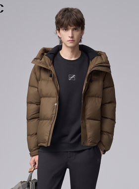 【90鹅绒】威杰思（VJC）2025冬季新款时尚连帽男羽绒服抽绳绗缝