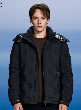 VJC/威杰思2025秋冬新款男装时尚提花立领羽绒服B24DJ1621