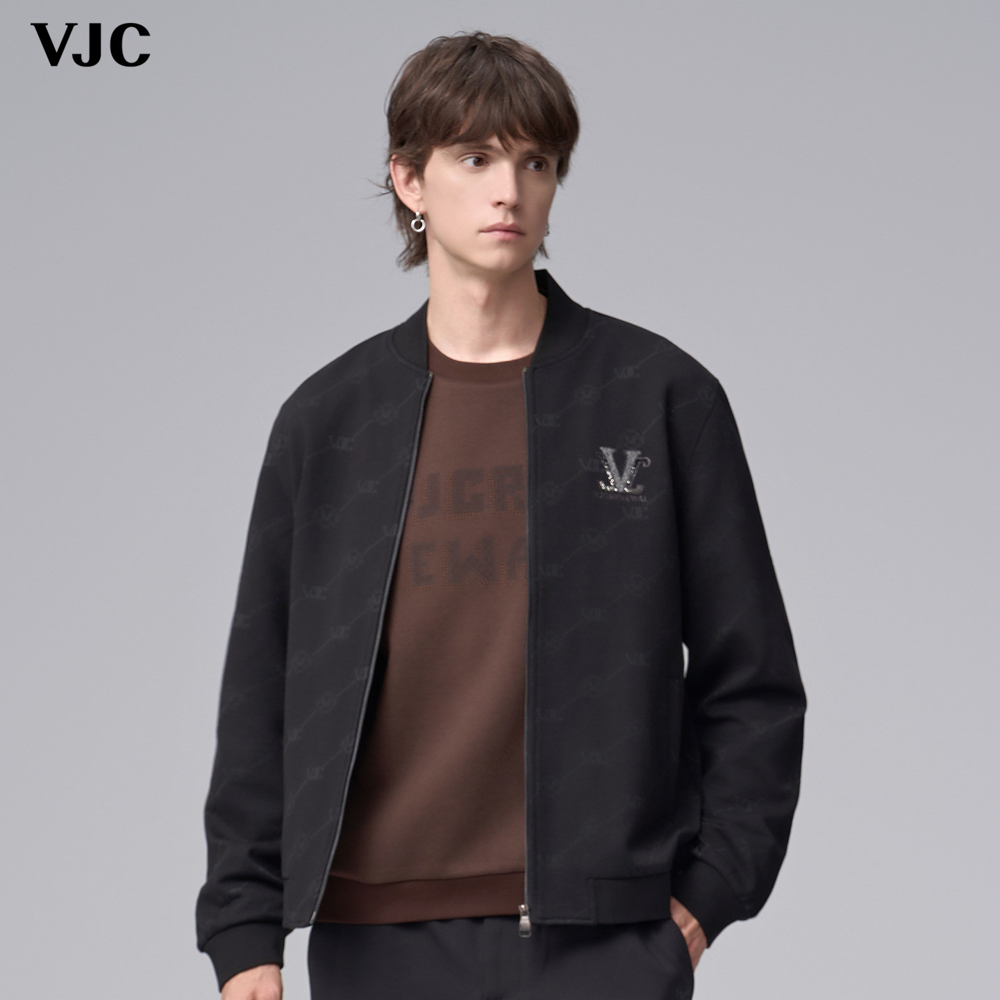 【刺绣烫钻】VJC/威杰思2025冬季新款男装时尚潮流棒球领外套保暖,男装,针织衫/毛衣,淘宝优惠券,粉丝福利购,淘宝优惠卷