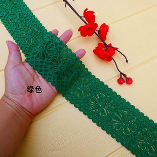 裙子下擺加長衣服兩側(cè)加寬輔料 DIY鮮綠色7厘米寬彈力蕾絲花邊服裝