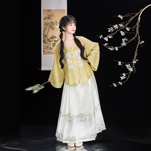 清水溪汉服上衣马面裙改良圆领衫
