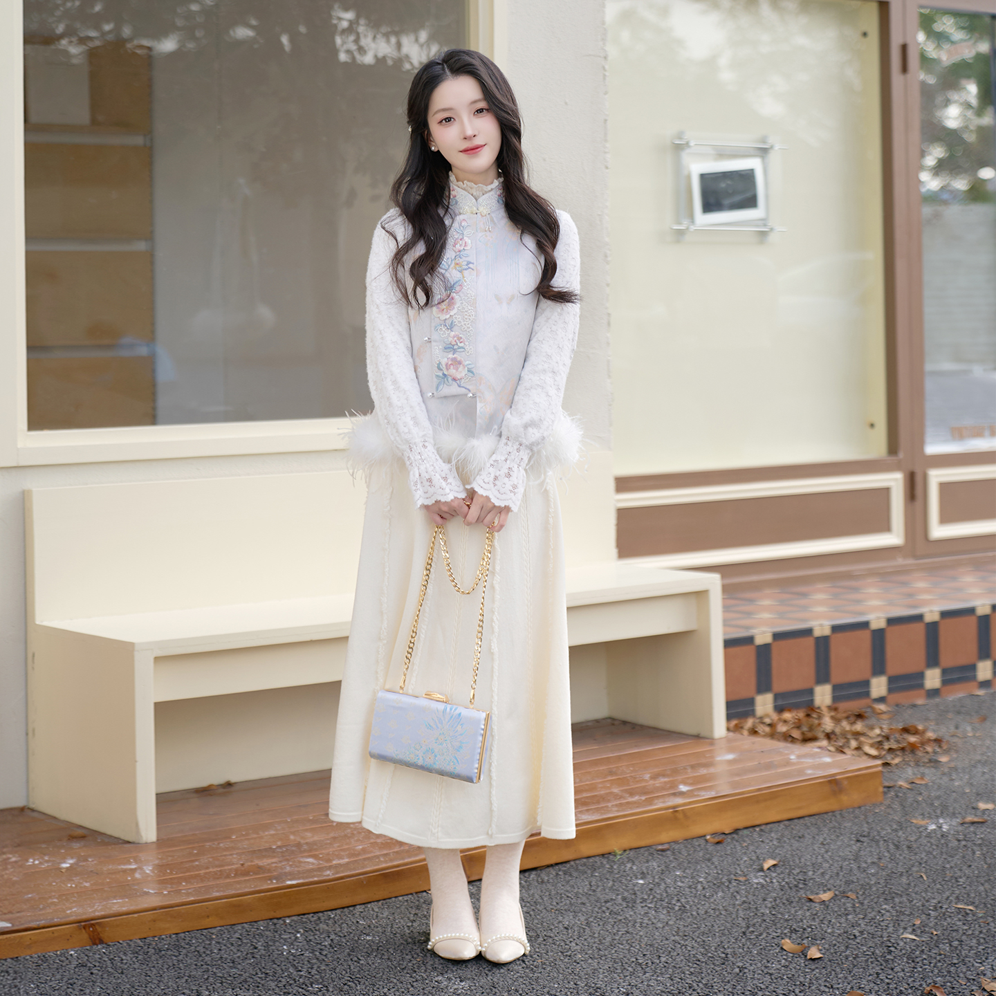 拾花酿雪国风新中式马甲加绒