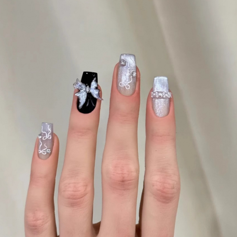 纯手工琉璃冰蝶爆闪美甲