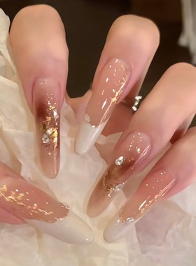 黛瑞森【秋意浓】高级氛围感穿戴甲纯手作白色法式美甲手绘魔镜花