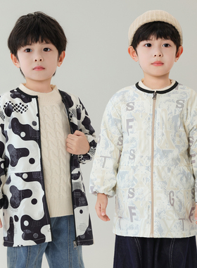 儿童防水罩衣防脏四季拉链洋气幼儿园画画写字小学生校服男孩罩衫