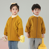 儿童防水罩衣摇粒绒防脏外穿男孩羽绒服围裙画画女孩洋气围兜吃饭