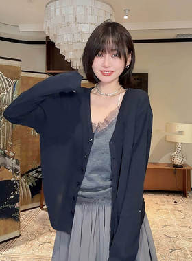 韩系慵懒风针织开衫女2026早春新款宽松显瘦防晒罩衫外套长袖上衣