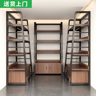 货架多层置物架落地带门储物柜梯形架子收纳架超市烟酒样品展示柜