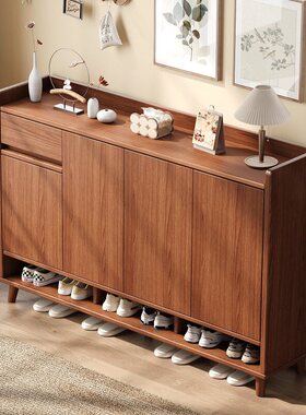 实木鞋柜家用门口入户门收纳柜一体靠墙2026新款爆款高档室内鞋架