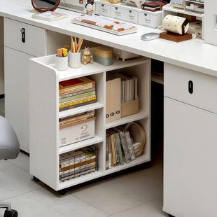 办公桌下置物架书桌旁小书架可移动矮书柜收纳工位墙边窄缝文件柜