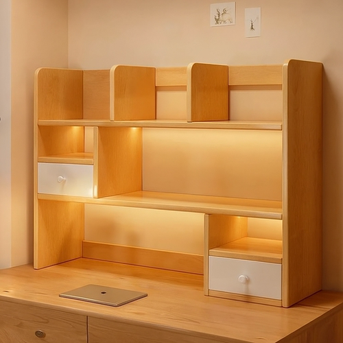 桌面书架置物架办公桌一体书桌收纳架家用学生宿舍桌上架子小书柜