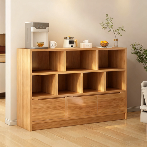 书柜带柜门落地置物柜储物柜一体矮柜子客厅餐边柜收纳格子柜书架