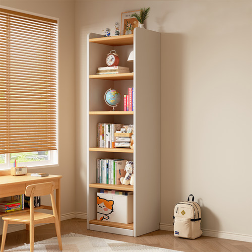 实木转角书架置物架落地客厅家用书桌旁窄缝小柜子储物柜儿童书柜