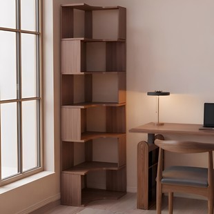 转角书架落地置物架墙角柜拐角柜书柜一体靠墙角落三角柜子不占地