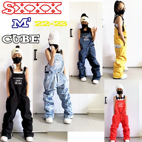 SXXX M CUBE X-sports系列男女儿童加棉防水背带单板滑雪裤