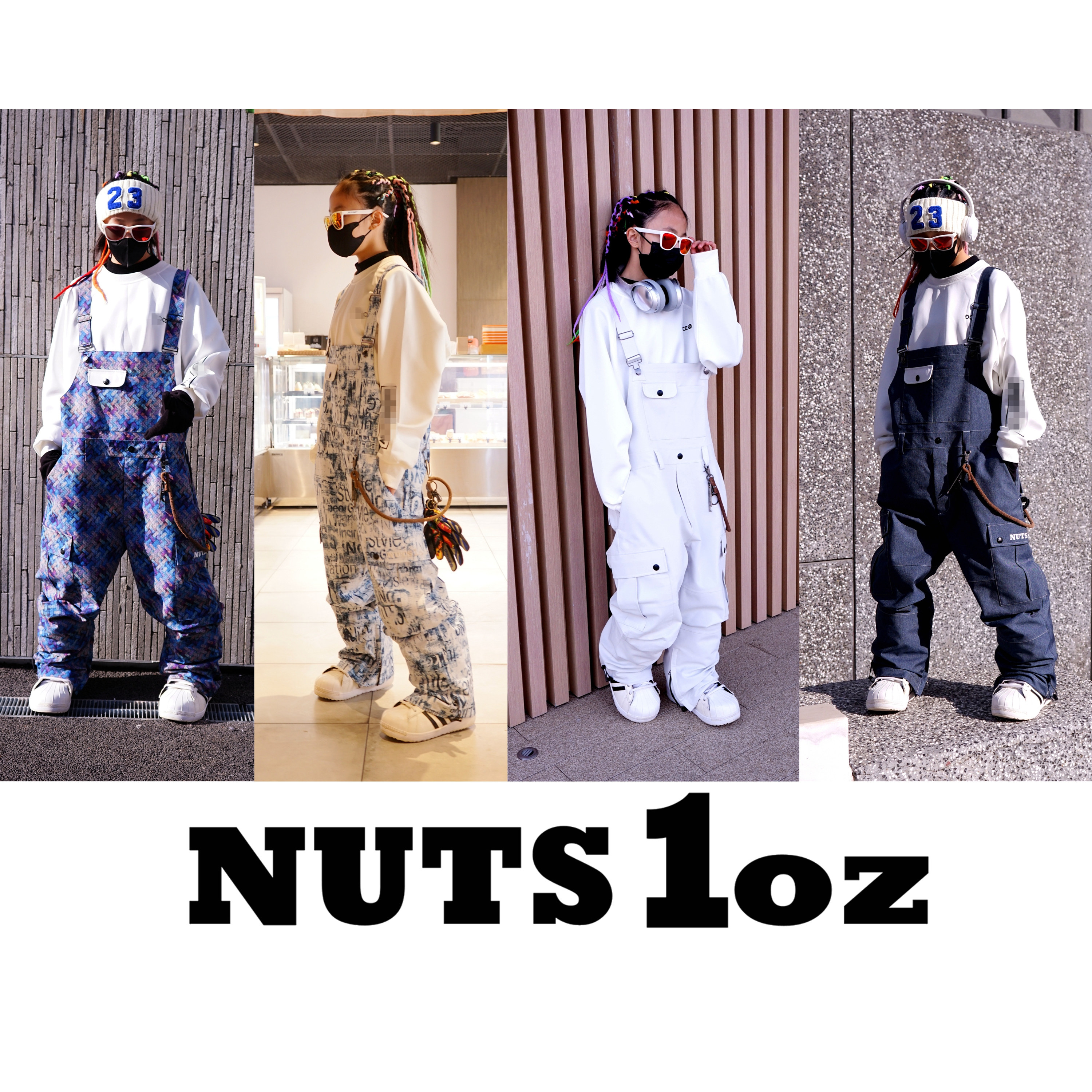 NUTS1OZ 男女青少年儿童加厚保暖单板双板背带滑雪裤滑雪裤套装