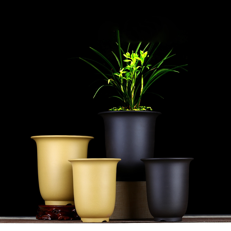 紫砂兰花盆吊兰君子墨蕙兰蝴蝶兰专用室内竹子盆景盆桌面绿植特价