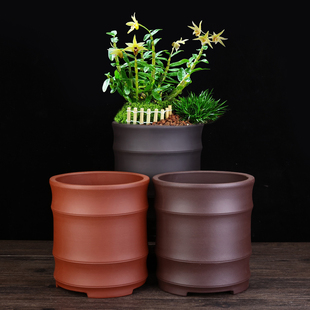 宜兴精品紫砂花盆大口径竹节竹子专用盆兰花盆君子兰建兰陶瓷花盆