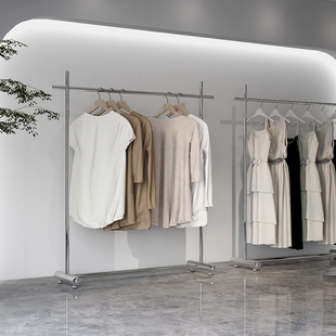 新款服装店不绣钢衣服架落卧室地式女装店展示架直播间挂衣架加粗