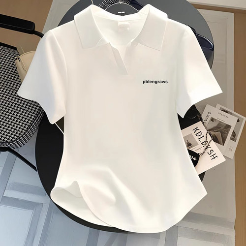polo领通勤内搭白色纯棉短袖T恤女2026夏季新款圆弧形下摆上衣潮