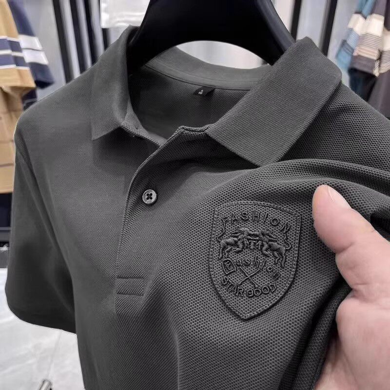 CLEARANCE PICK-UP SUMMER POLO SHIRT MENS LAPEL SHORT SLEEVE T-SHIRT ICE SILK HALF-SLEEVED SHIRT MENS TOP FASHION BRAND