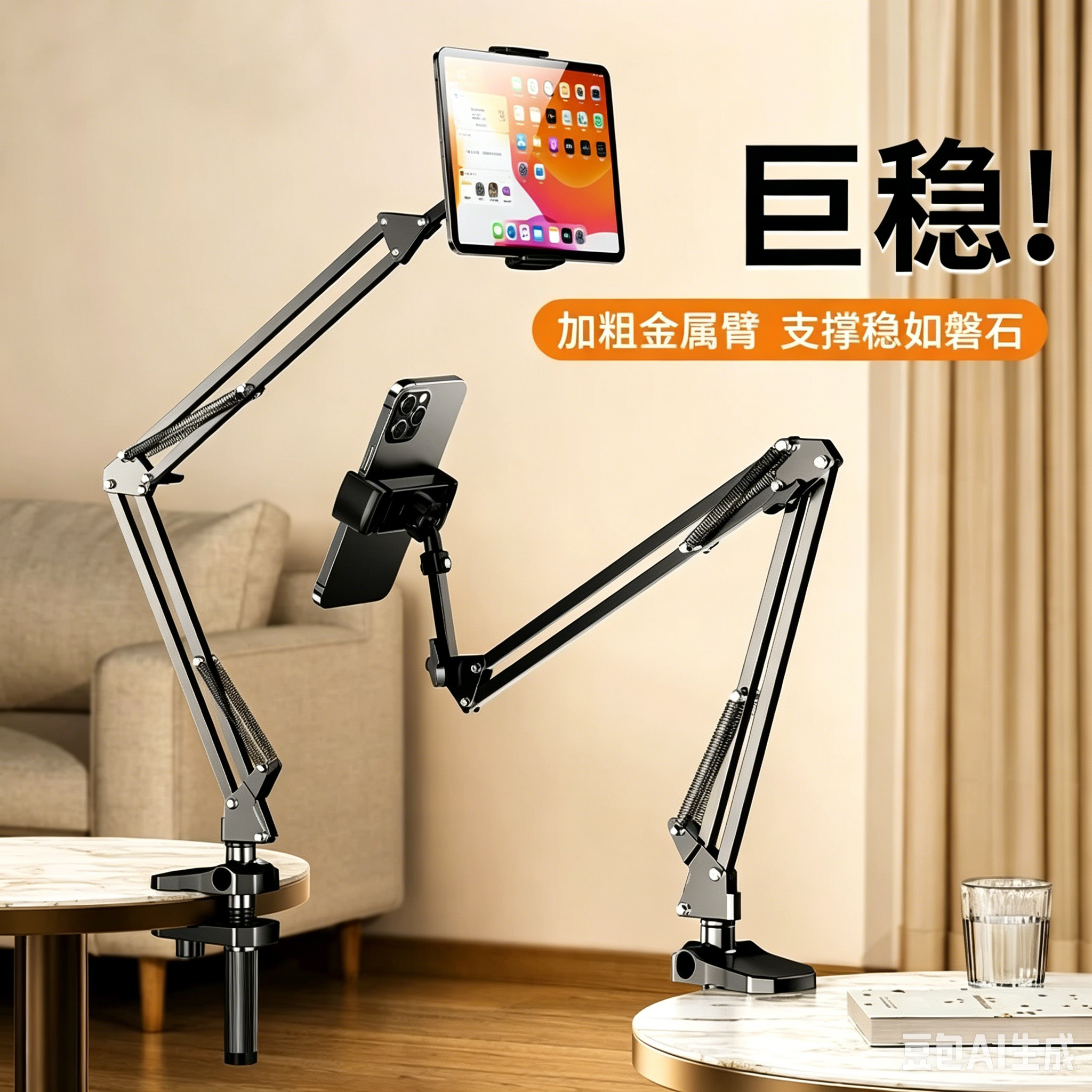 手机平板支架床头懒人支架适用iPadSwitch电脑通用支架床上躺着支撑架子机械桌面多功能悬臂宿舍直播神器夹子