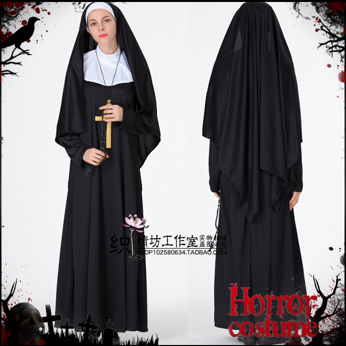 修女服装女巫婆恐怖s服恶魔
