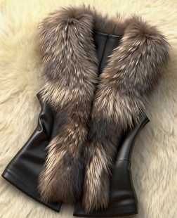 貉子毛领仿皮草马甲背心潮马夹外套修身显瘦海宁反季秋冬新款女装