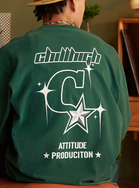 ChillHigh 放轻松的星星 美式复古潮牌重磅纯棉长袖T恤男女打底衫