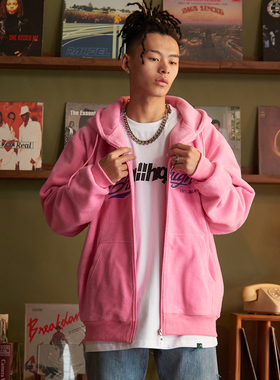 ChillHigh 潮牌加绒加厚连帽开衫摇粒绒卫衣男女休闲宽松秋冬帽衫