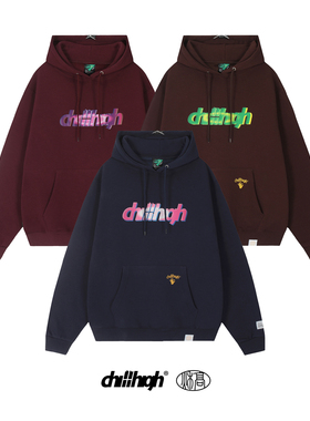 ChillHigh 光圈炫彩LOGO基本款简约复古休闲加绒加厚带帽套头卫衣