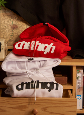 ChillHigh 黄俊捷同款 经典款潮牌加绒连帽套头卫衣男女宽松帽衫