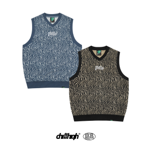 外搭叠穿背心马甲男女同款 ChillHigh 提花浮雕学院风 水波纹 经典