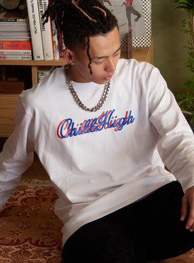 ChillHigh 迷幻主题简约休闲系列 基础纯棉圆领宽松长袖t恤打底衫