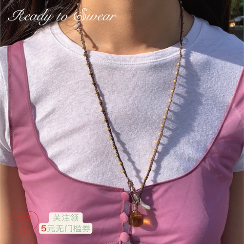 琉璃水滴串珠琉璃项链