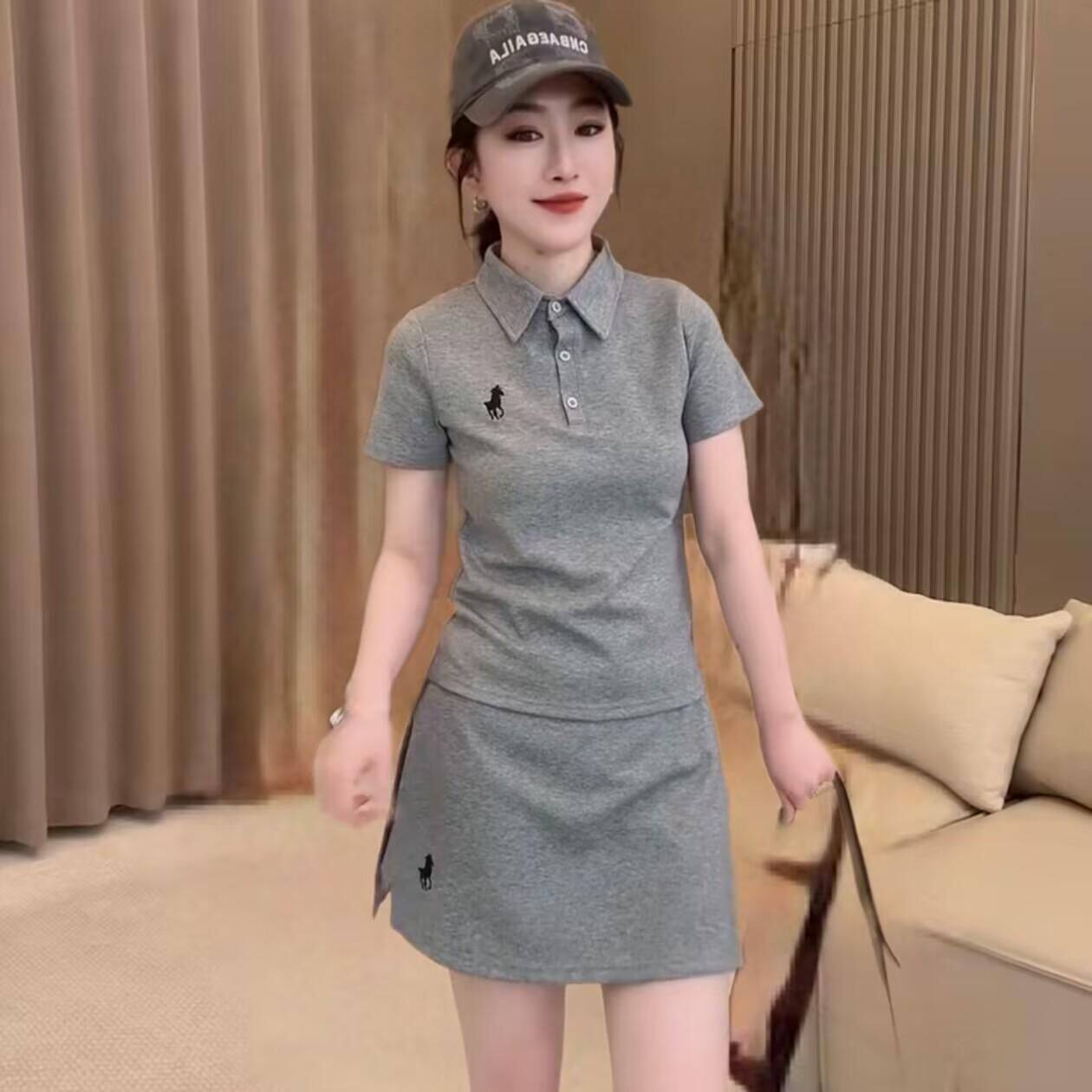 2026新款休闲运动套装裙女夏韩版小个子短袖polo衫短裙网球两件套