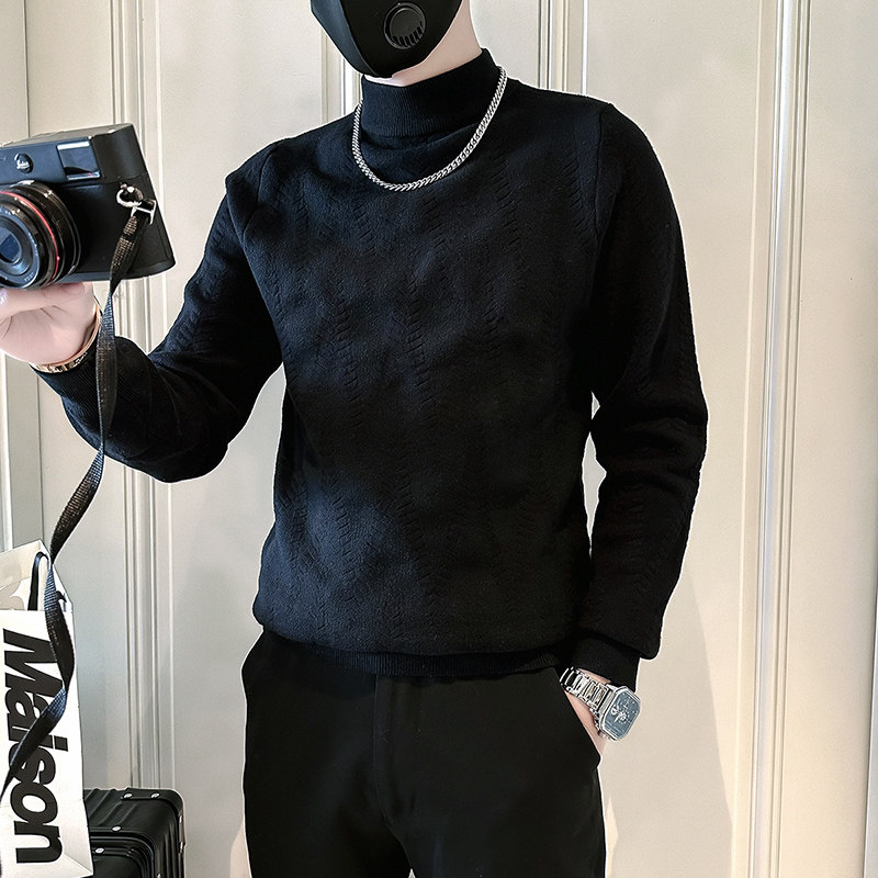 2025秋冬男士套头修身毛衣男装针织衫M121-P78控108黑色,男装针织衫/毛衣,电商D313