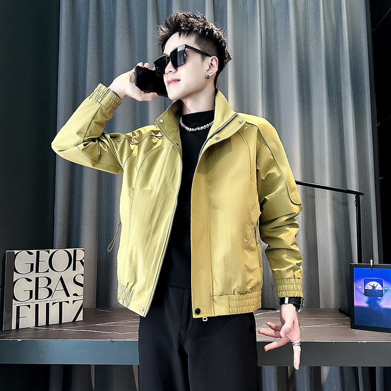 社会小伙春装新款男时尚夹克男外套J284-P98控145荧光色，男装夹克，电商D313