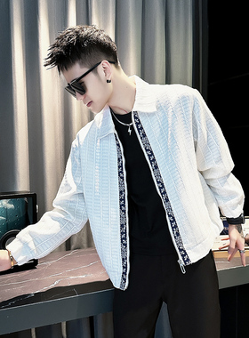 社会小伙 春装新款男时尚夹克男外套  J228-P98 控138  白色
