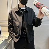 无头春装新款男子修身纯色夹克男外套J64-P98控138黑色，男装夹克，电商D313