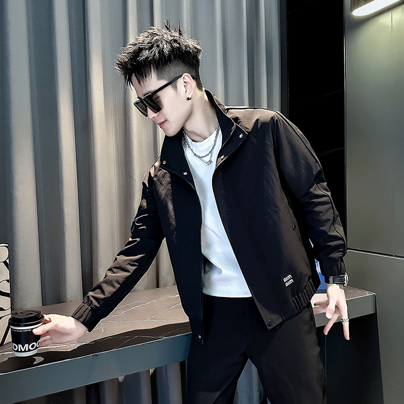 社会小伙春装新款男时尚夹克男外套J276-P98控145黑色，男装夹克，电商D313
