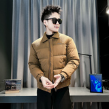 小伙2026冬装加厚设计男士皮棉衣外套F128-P138控178紫咖色，男装棉衣，电商D313