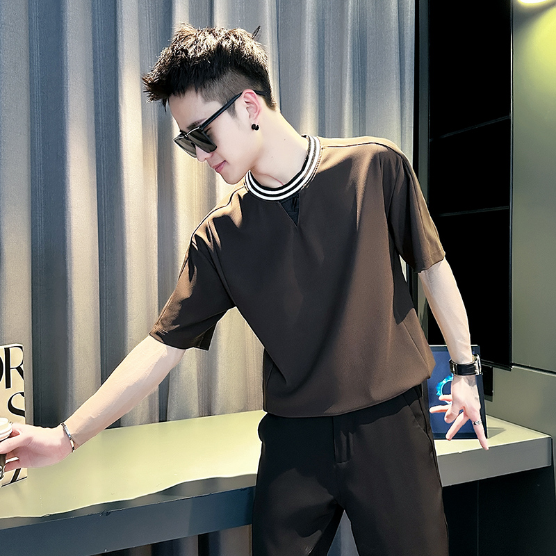 小伙2025夏款新款男士短袖T恤ins半袖上衣TX223-P58控78咖色，商品下架区商品下架区，电商D313