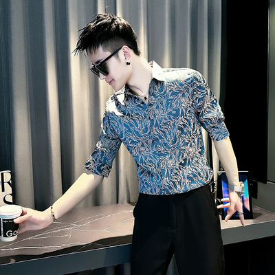 小伙 2025夏装新款男设计个性短袖衬衫 CC285-P58 控78  绿色