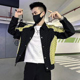 春装新款社会小伙修身拼色夹克男外套J60-P98控138白，男装夹克，电商D313
