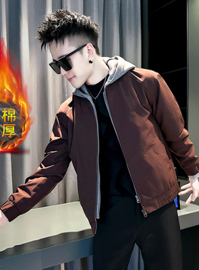 社会小伙 秋冬加棉男时尚夹克男外套  J265-P108 控148 黑色