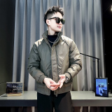 小伙2025冬装加厚设计男士皮棉衣外套F119-P148控188黑色，男装棉衣，电商D313