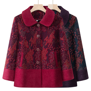 老年人外婆复古加厚毛呢外套女中老年妈妈装洋气保暖大衣奶奶冬装